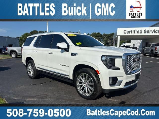 2023 GMC Yukon Denali in White Frost Tricoat — front three-quarter view
