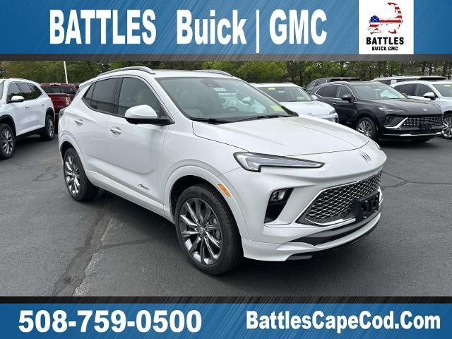 2026 Buick Encore GX Avenir in White Frost Tricoat — front three-quarter view