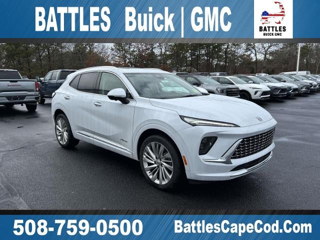 2026 Buick Envision Avenir in Iridescent White Tricoat — front three-quarter view