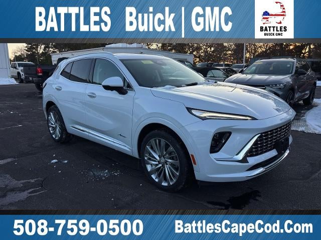 2026 Buick Envision Avenir in Iridescent White Tricoat — front three-quarter view